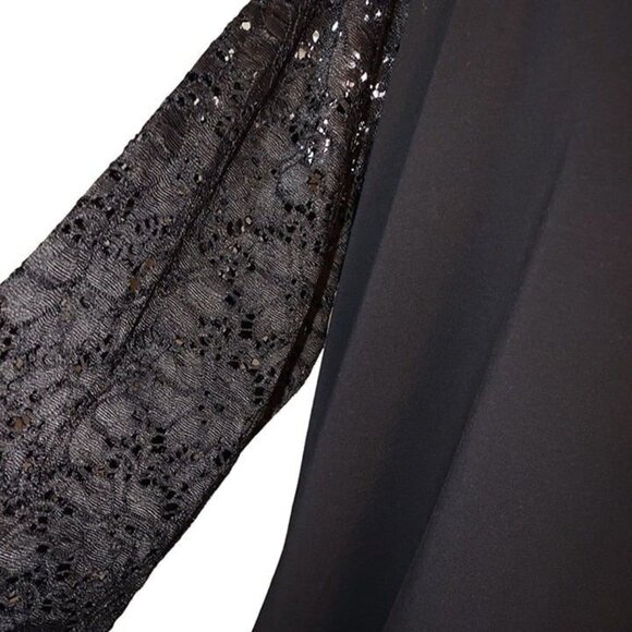 BLACK TOP W/ EMBROIDERED SLEEVES BY DENIM & CO- SIZE: 3XL-LIKE NEW - Picture 1 of 5